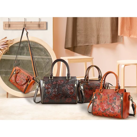 Crossbody Bag Leather Shoulder Bag Tote Handle Medium Satchel :[ - Picture 9 of 9